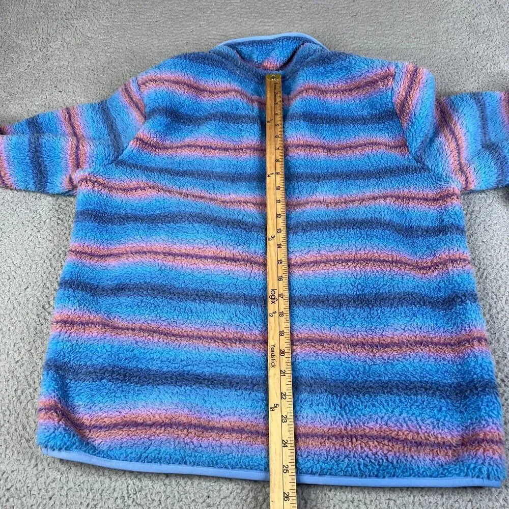 MOCK NECK Pullover Womens Large Blue Billabong Adventure Division Faux Fur